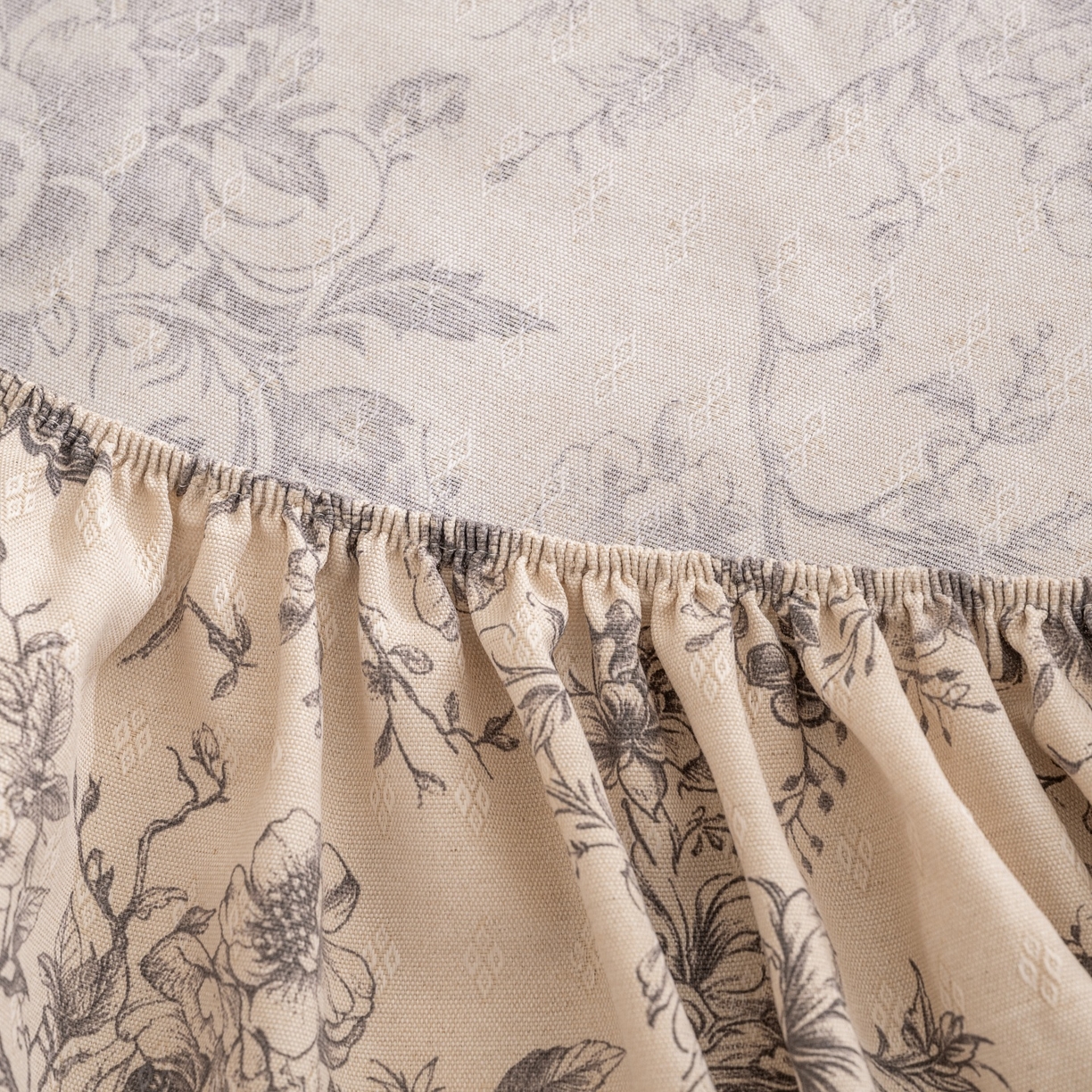 91家纺网 家纺一手货源 找家纺 金泰莱 2026春夏新款亚麻老粗布床笠 床笠单件 霜藤