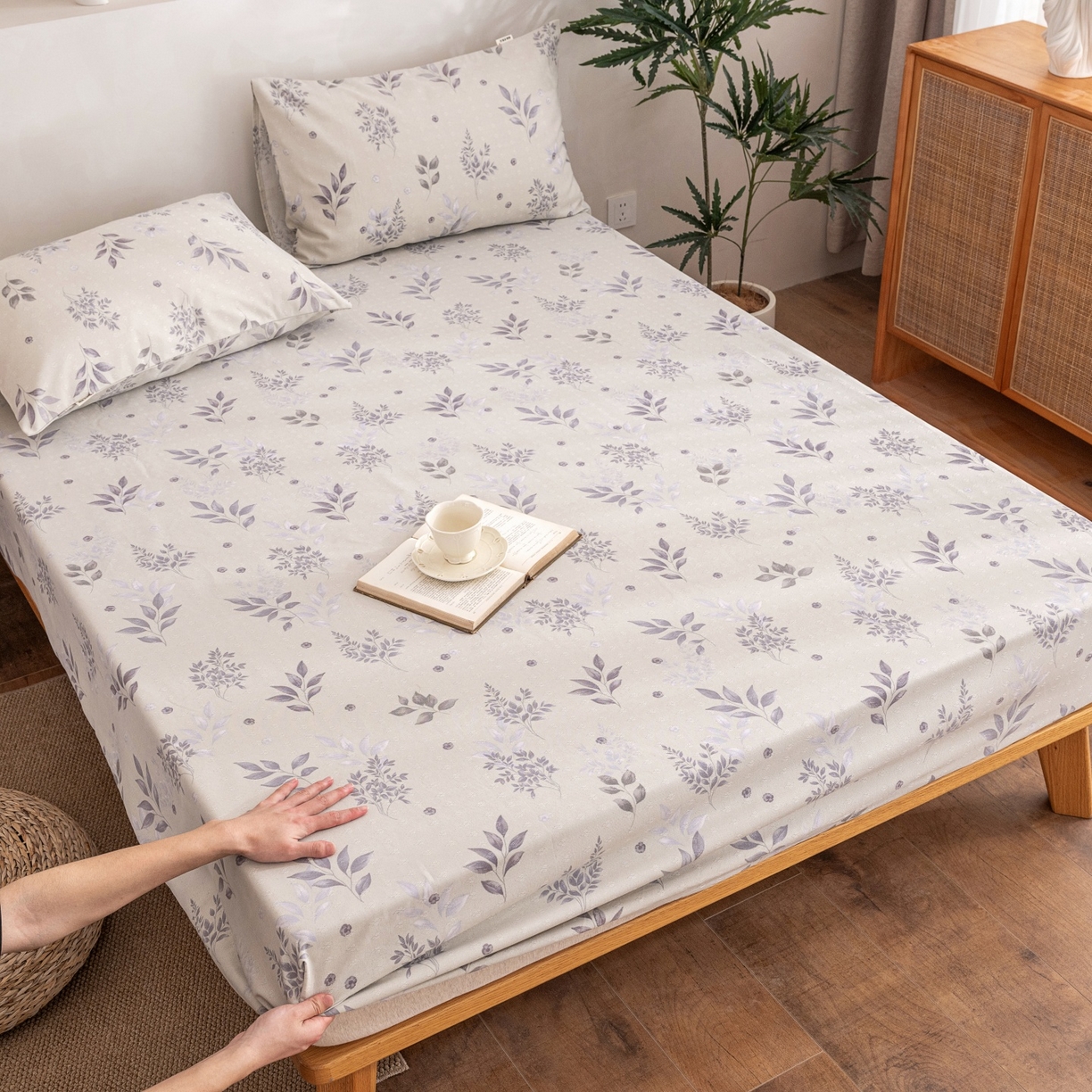 91家纺网 家纺一手货源 找家纺 金泰莱 2026春夏新款亚麻老粗布床笠 床笠单件 云荞