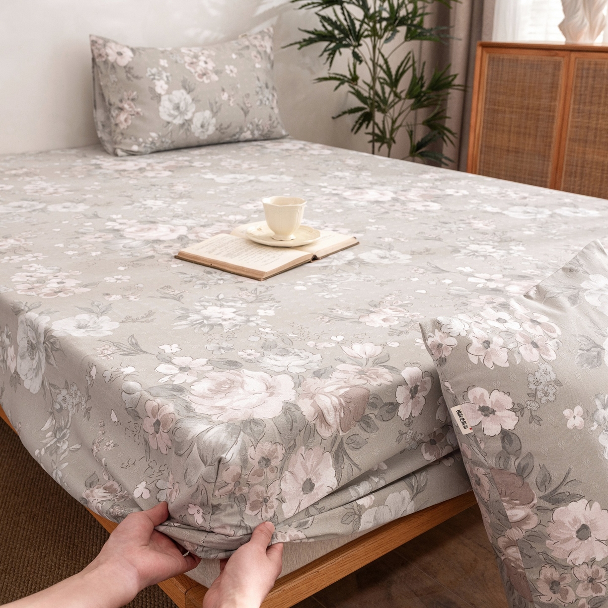 91家纺网 家纺一手货源 找家纺 金泰莱 2026春夏新款亚麻老粗布床笠 床笠单件 烟茵