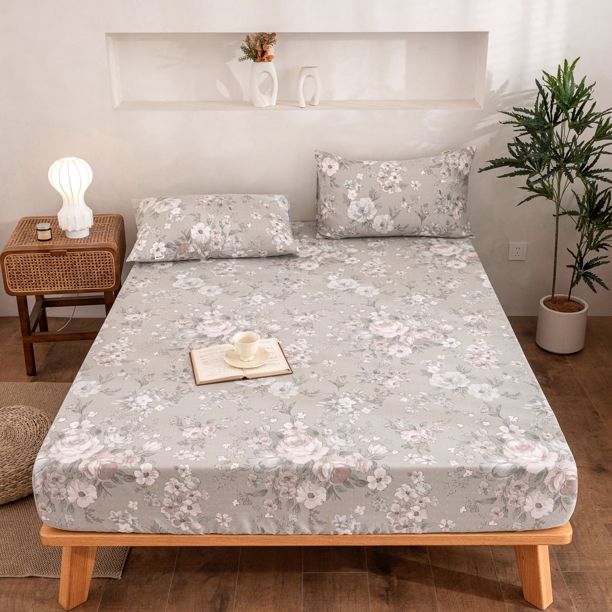 91家纺网 家纺一手货源 找家纺 金泰莱 2026春夏新款亚麻老粗布床笠 床笠单件 烟茵