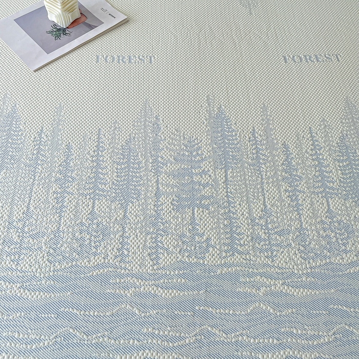 91家纺网 家纺一手货源 找家纺 铠畅家纺  2026新款冰豆豆PE高分子凉感印花床裙款凉席三件套 幸运树系列 幸运树-蓝