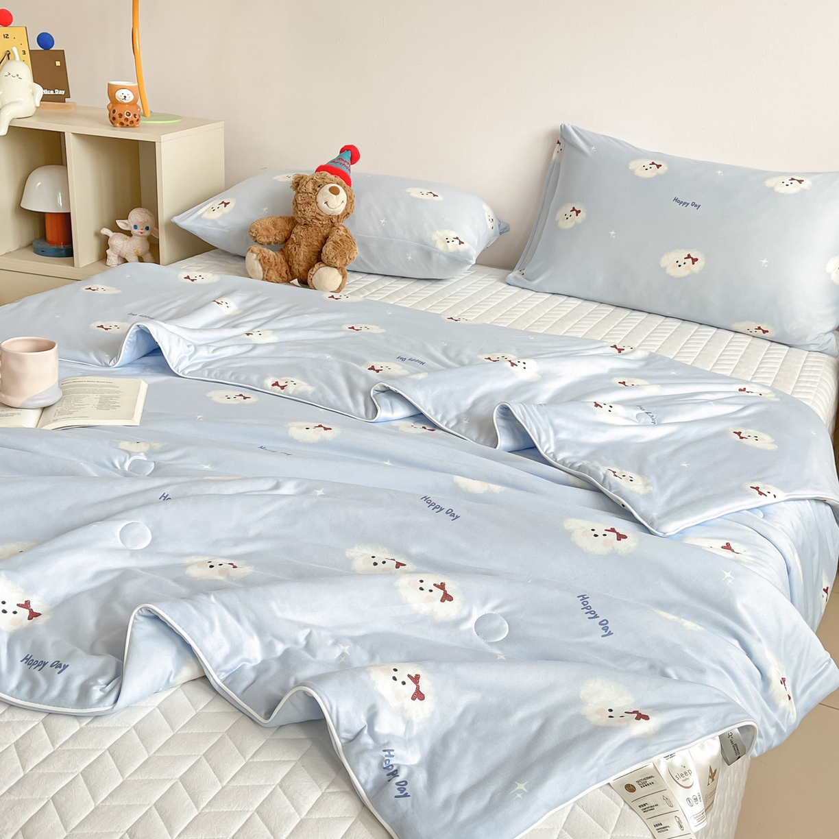 91家纺网 家纺一手货源 找家纺 一加一 2026新款A类牛奶丝针织棉大豆夏被夏凉被空调被 哈尼小狗