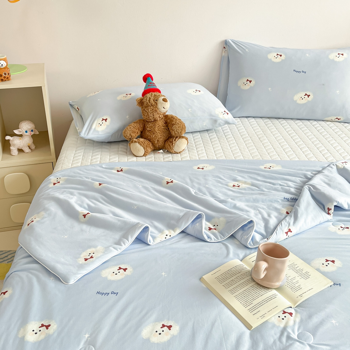 91家纺网 家纺一手货源 找家纺 一加一 2026新款A类牛奶丝针织棉大豆夏被夏凉被空调被 哈尼小狗