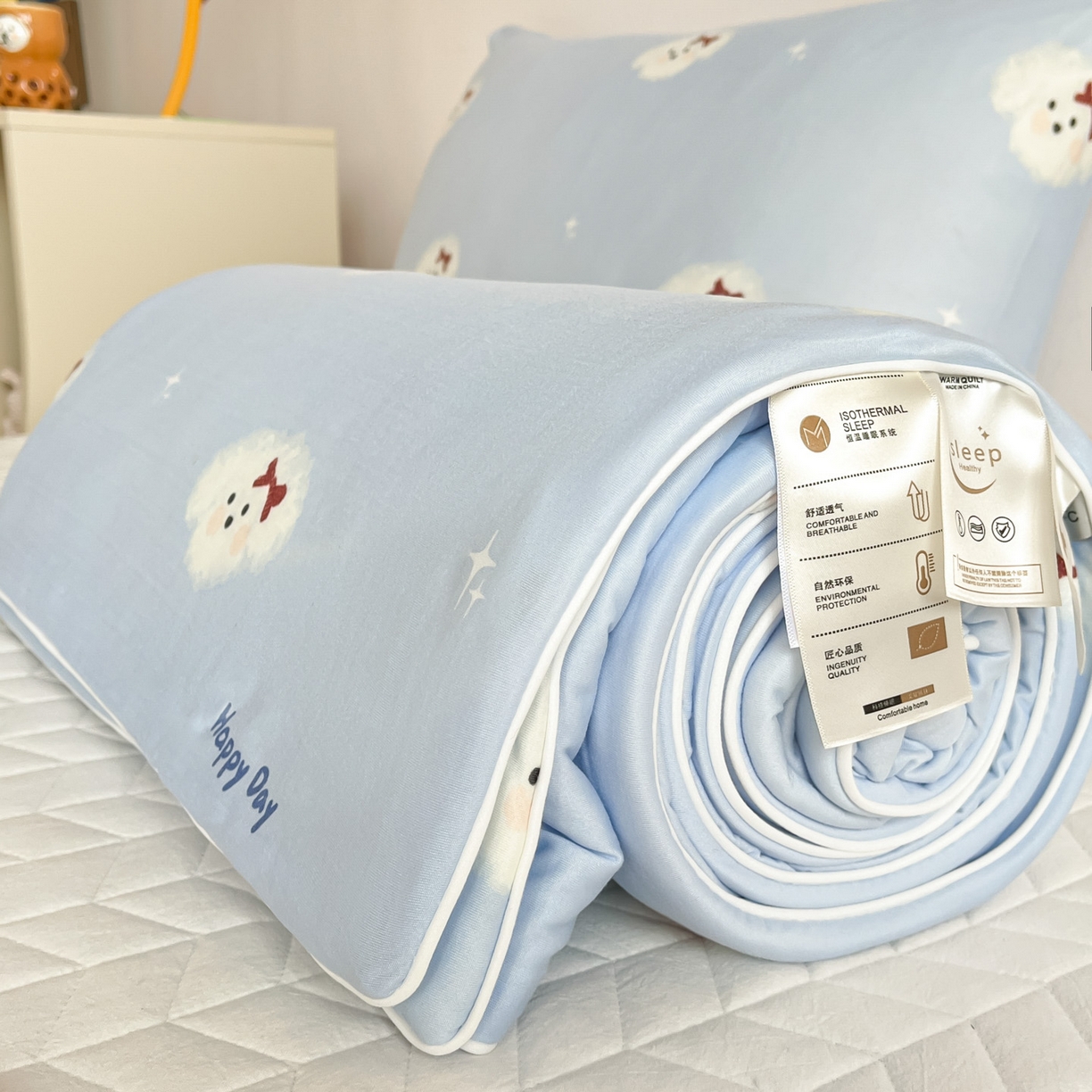 91家纺网 家纺一手货源 找家纺 一加一 2026新款A类牛奶丝针织棉大豆夏被夏凉被空调被 哈尼小狗