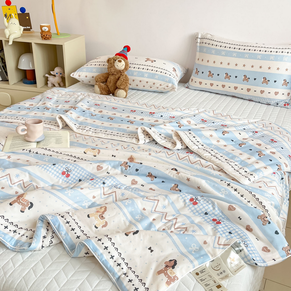 91家纺网 家纺一手货源 找家纺 一加一 2026新款A类牛奶丝针织棉大豆夏被夏凉被空调被 幸运加马