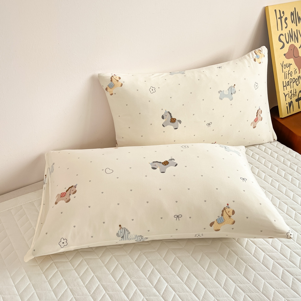 91家纺网 家纺一手货源 找家纺 一加一 2026新款A类牛奶丝针织棉大豆夏被夏凉被空调被 快乐小马驹