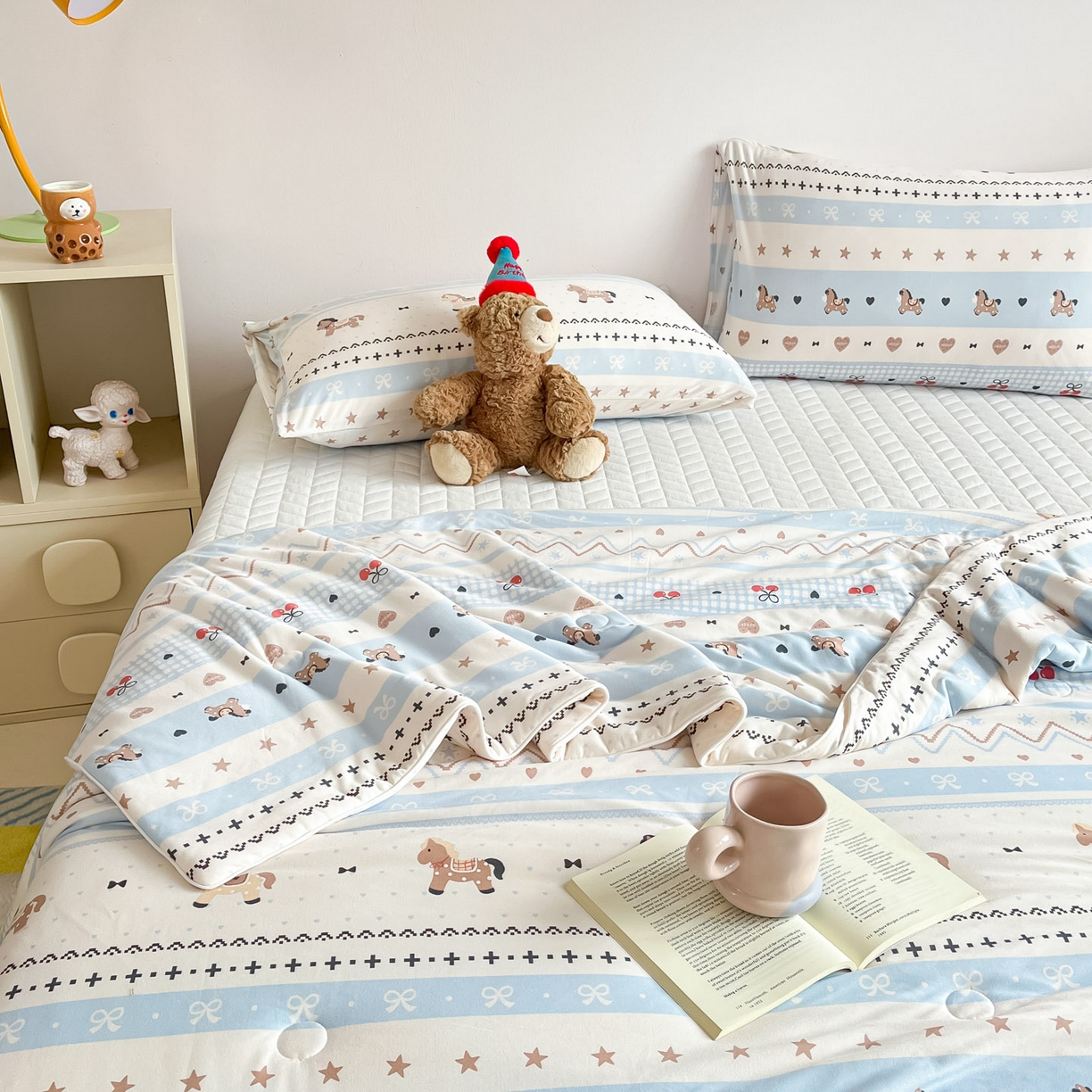 91家纺网 家纺一手货源 找家纺 一加一 2026新款A类牛奶丝针织棉大豆夏被夏凉被空调被 幸运加马