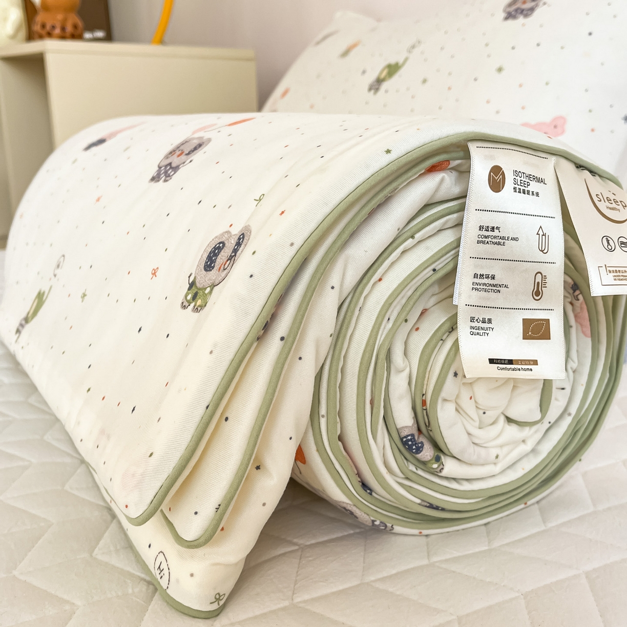 91家纺网 家纺一手货源 找家纺 一加一 2026新款A类牛奶丝针织棉大豆夏被夏凉被空调被 小象来喽