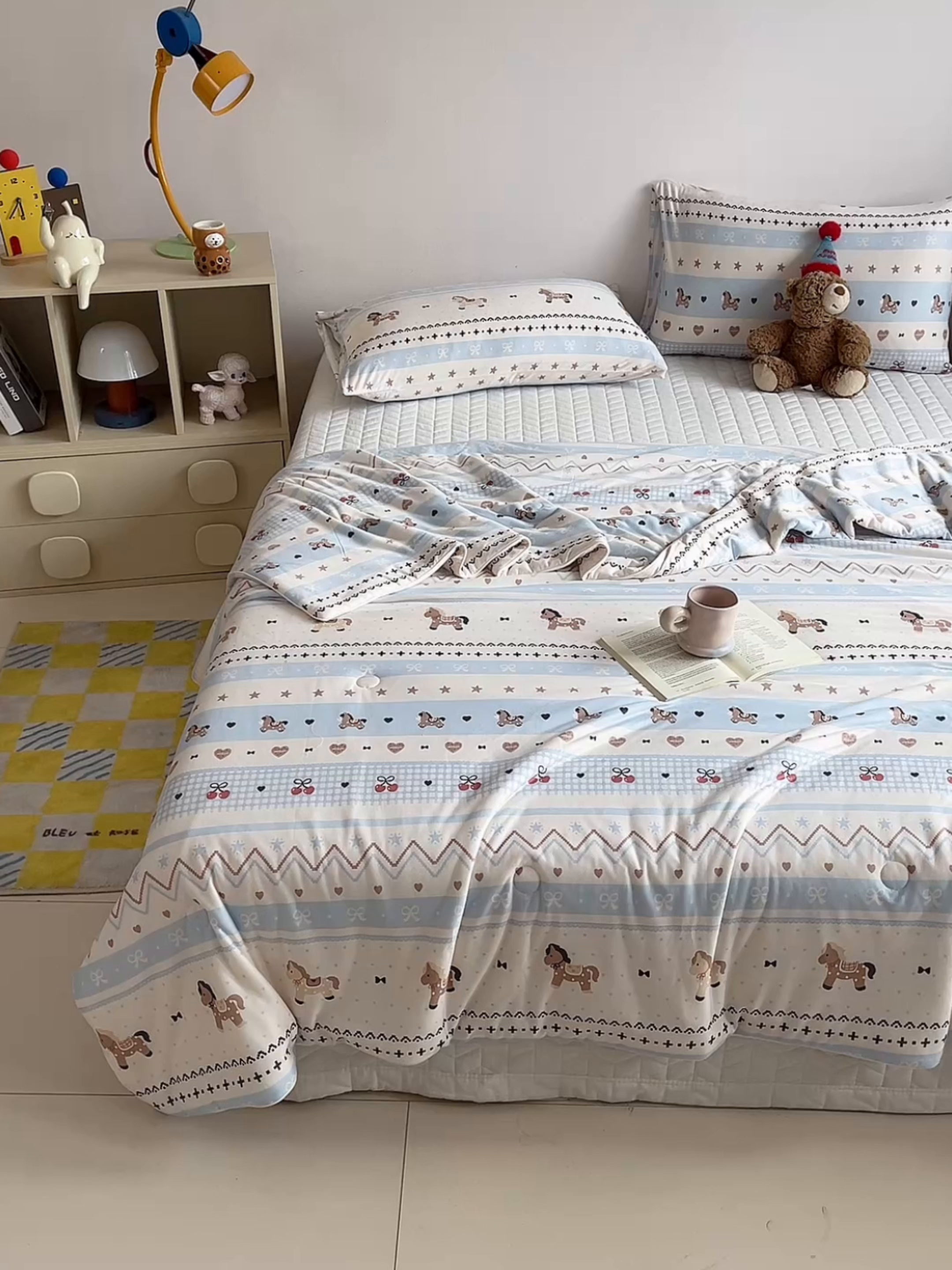 91家纺网 家纺一手货源 找家纺 一加一 2026新款A类牛奶丝针织棉大豆夏被夏凉被空调被 幸运加马