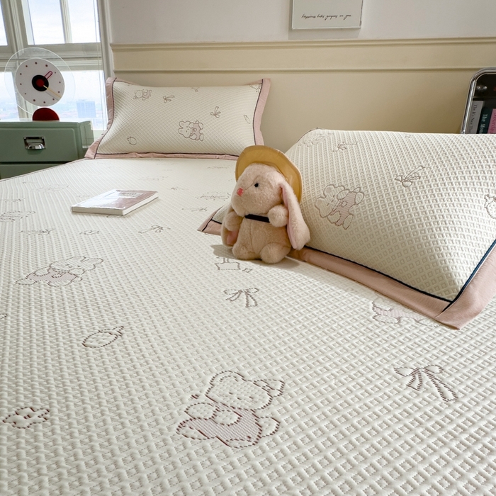 91家纺网 家纺一手货源 找家纺 （总）印季家纺 2026新款卡通凉感提花豆豆席凉席席子三件套