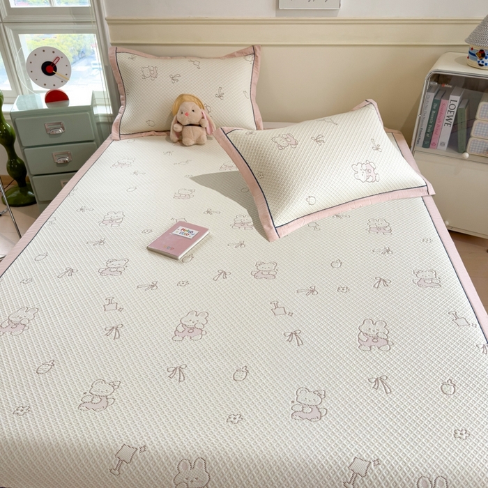 91家纺网 家纺一手货源 找家纺 （总）印季家纺 2026新款卡通凉感提花豆豆席凉席席子三件套