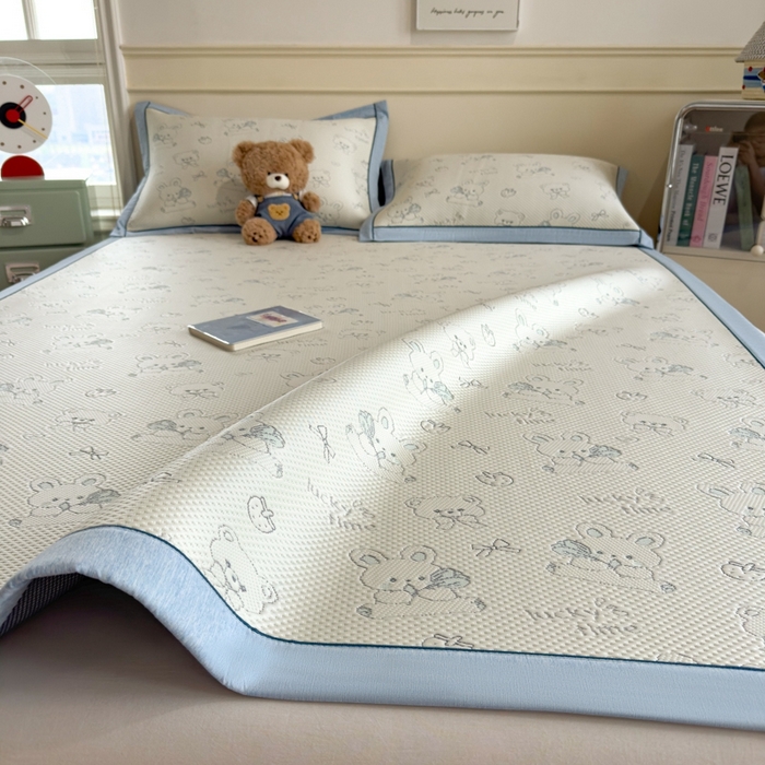 91家纺网 家纺一手货源 找家纺 （总）印季家纺 2026新款卡通凉感提花豆豆席凉席席子三件套