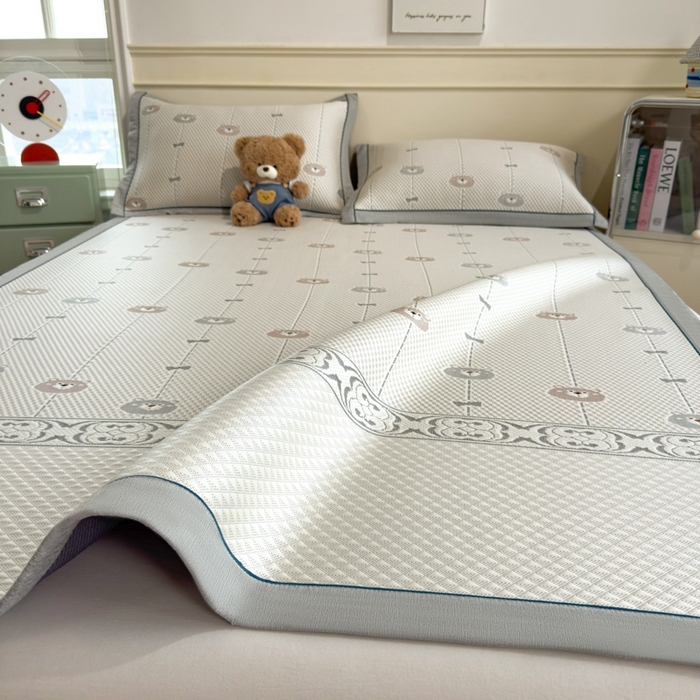 91家纺网 家纺一手货源 找家纺 （总）印季家纺 2026新款卡通凉感提花豆豆席凉席席子三件套