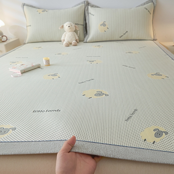 91家纺网 家纺一手货源 找家纺 （总）印季家纺 2026新款卡通凉感提花豆豆席凉席席子三件套