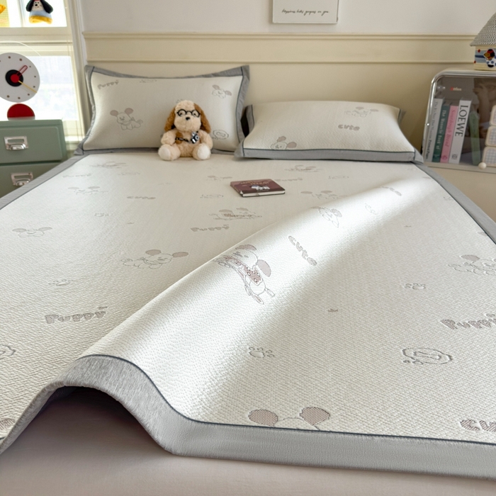 印季家纺 2026新款卡通凉感提花豆豆席凉席席子三件套 滑板狗