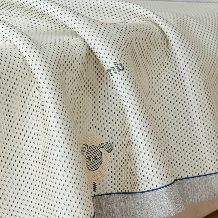 91家纺网 家纺一手货源 找家纺 印季家纺 2026新款卡通凉感提花豆豆席凉席席子三件套 小黑羊