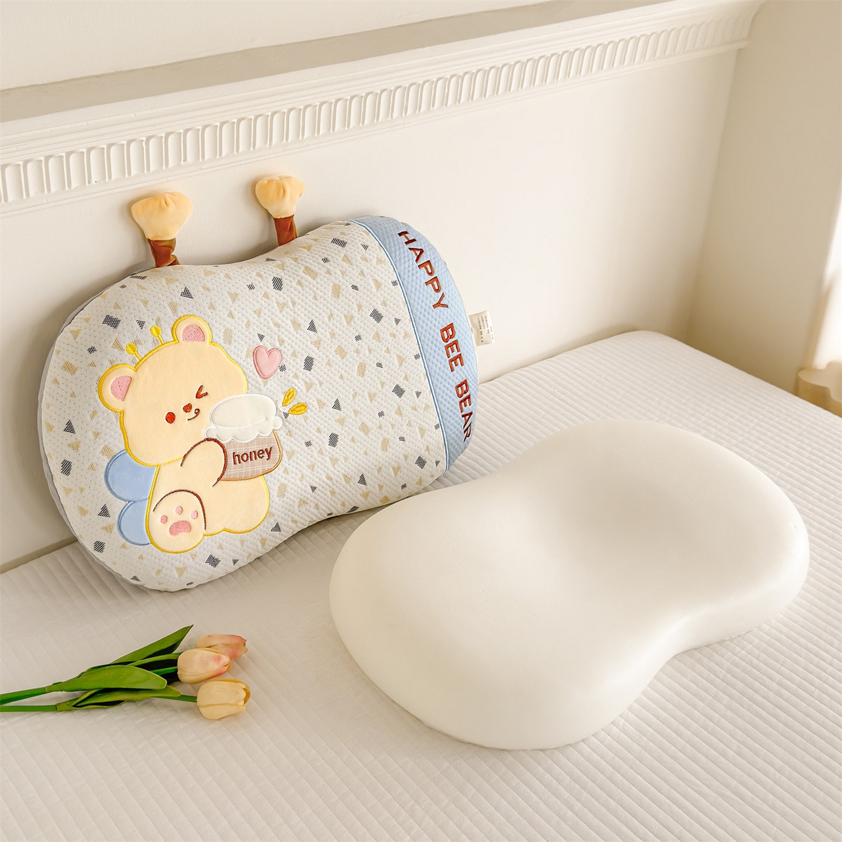 91家纺网 家纺一手货源 找家纺 麦肯锡 2026新款honey熊卡通记忆枕枕头枕芯 honey熊-蓝色