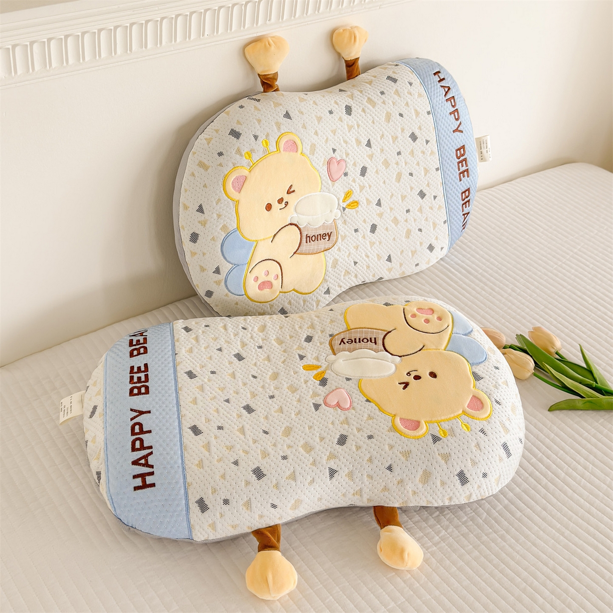 91家纺网 家纺一手货源 找家纺 麦肯锡 2026新款honey熊卡通记忆枕枕头枕芯 honey熊-蓝色