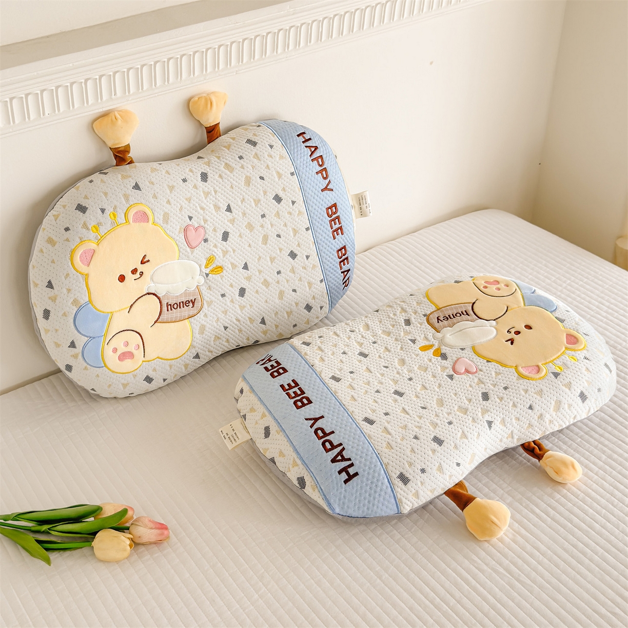 91家纺网 家纺一手货源 找家纺 麦肯锡 2026新款honey熊卡通记忆枕枕头枕芯 honey熊-蓝色