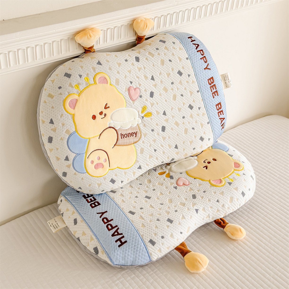 91家纺网 家纺一手货源 找家纺 麦肯锡 2026新款honey熊卡通记忆枕枕头枕芯 honey熊-蓝色