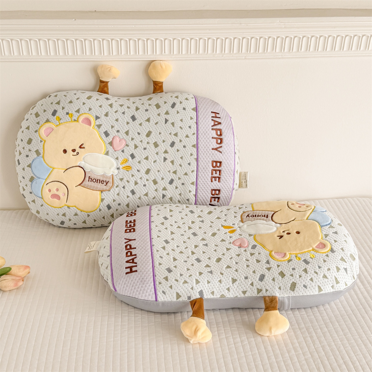 91家纺网 家纺一手货源 找家纺 麦肯锡 2026新款honey熊卡通记忆枕枕头枕芯 honey熊-紫色