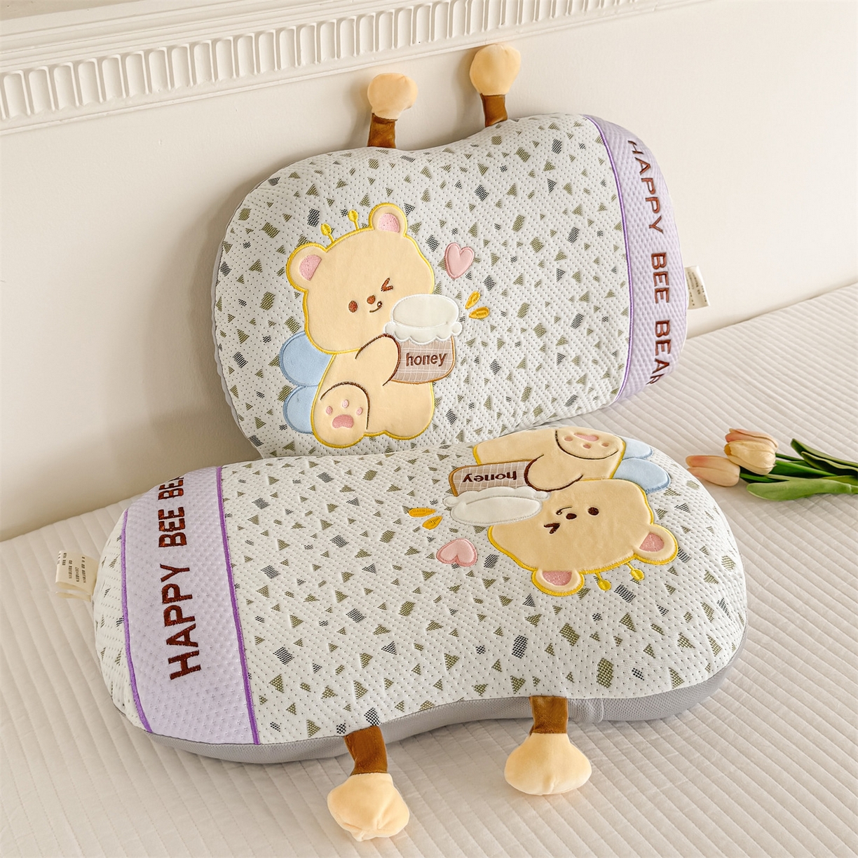 91家纺网 家纺一手货源 找家纺 麦肯锡 2026新款honey熊卡通记忆枕枕头枕芯 honey熊-紫色