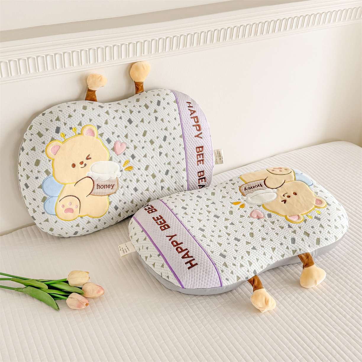 91家纺网 家纺一手货源 找家纺 麦肯锡 2026新款honey熊卡通记忆枕枕头枕芯 honey熊-紫色