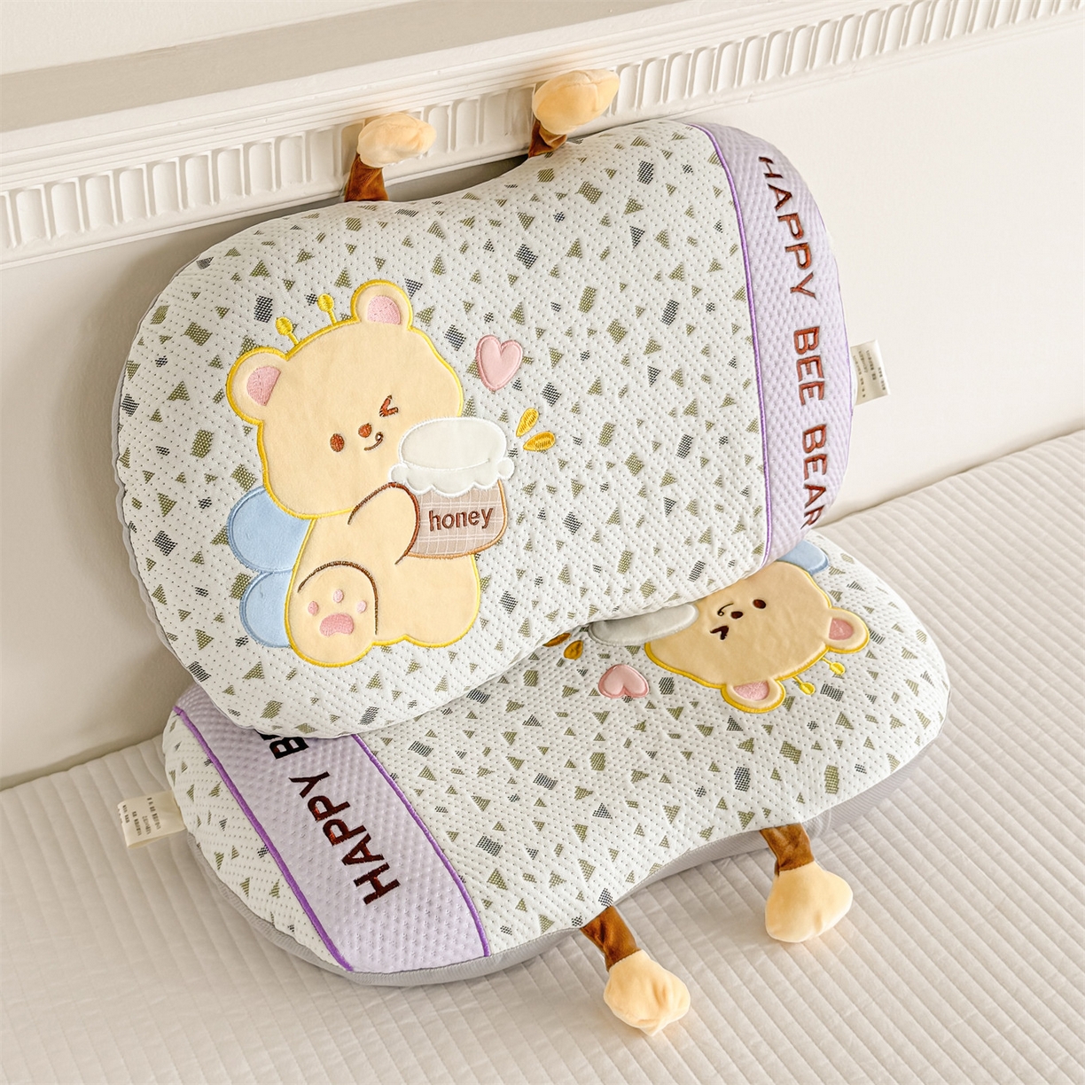 91家纺网 家纺一手货源 找家纺 麦肯锡 2026新款honey熊卡通记忆枕枕头枕芯 honey熊-紫色