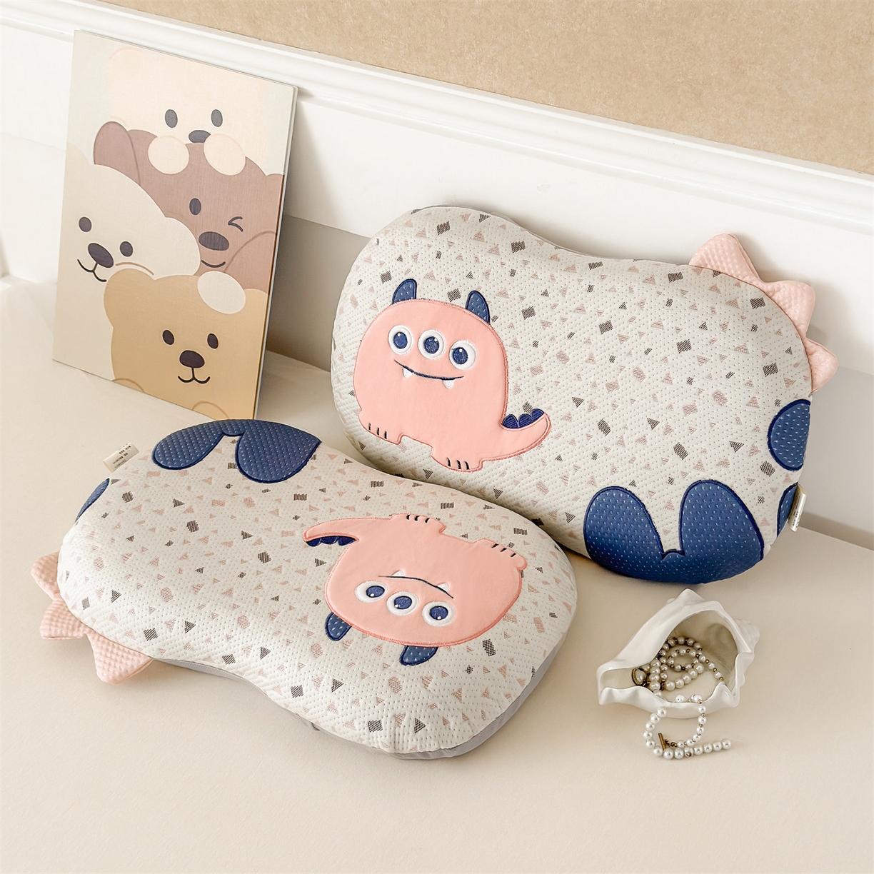 91家纺网 家纺一手货源 找家纺 麦肯锡 2026新款小怪兽卡通记忆枕枕头枕芯 小怪兽-粉色