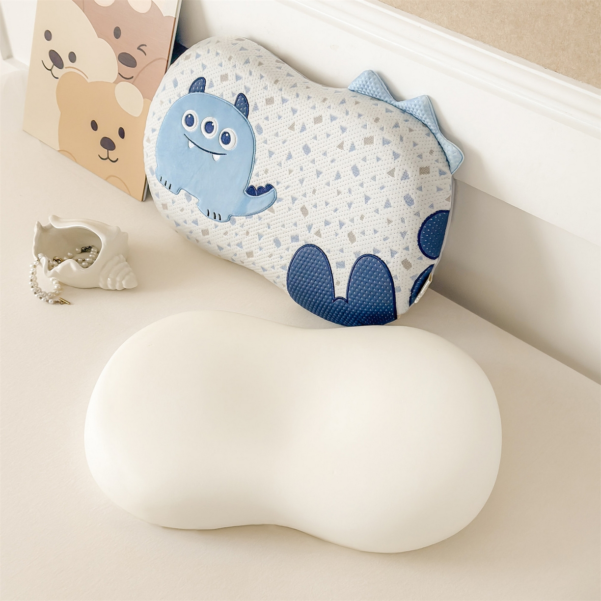 91家纺网 家纺一手货源 找家纺 麦肯锡 2026新款小怪兽卡通记忆枕枕头枕芯 小怪兽-蓝色