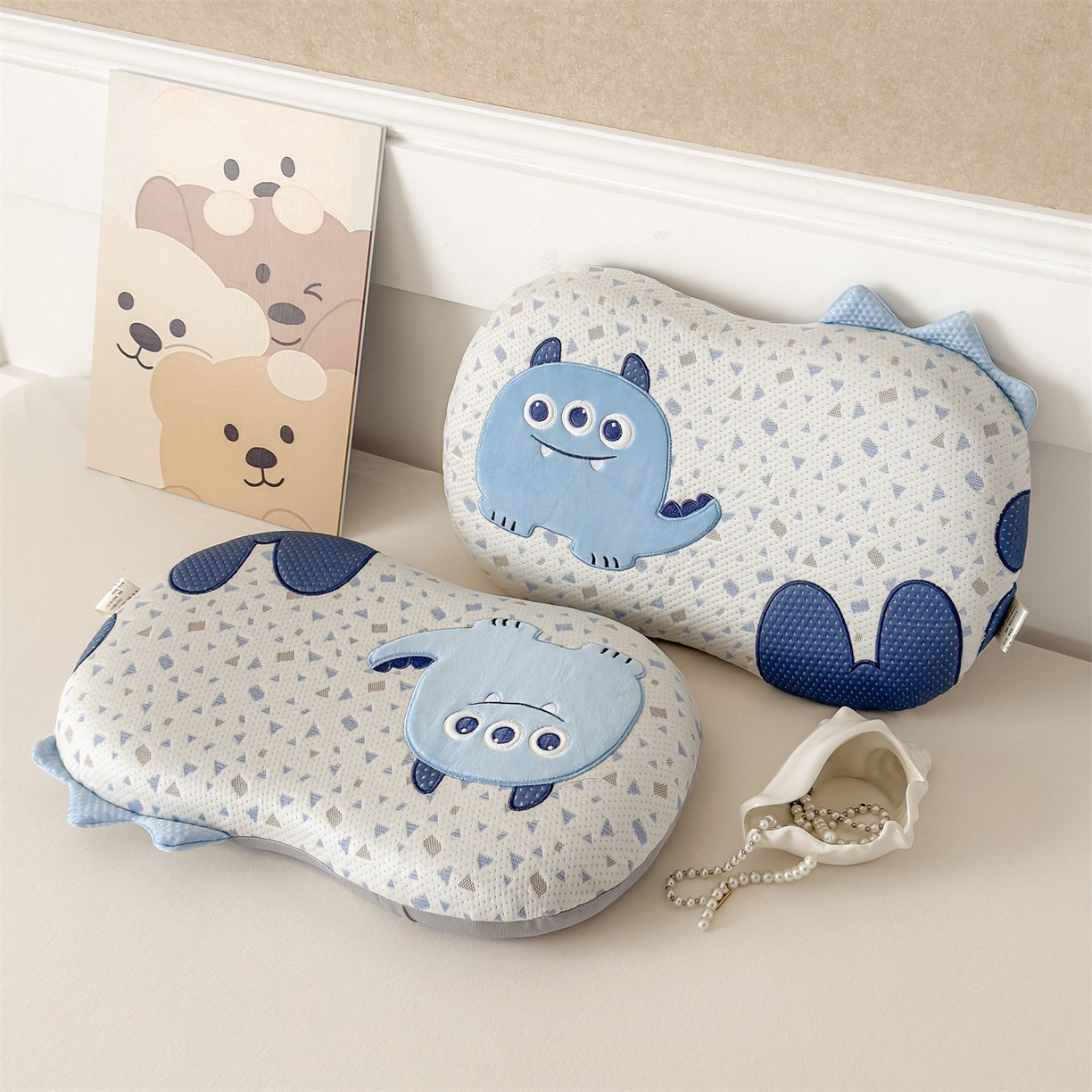 91家纺网 家纺一手货源 找家纺 麦肯锡 2026新款小怪兽卡通记忆枕枕头枕芯 小怪兽-蓝色