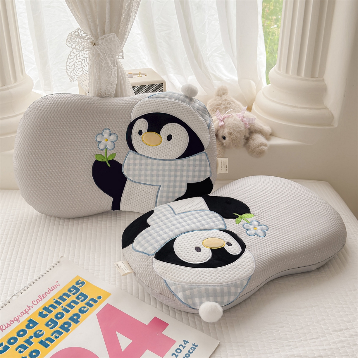 91家纺网 家纺一手货源 找家纺 麦肯锡 2026新款小企鹅卡通记忆枕枕头枕芯 小企鹅-灰色