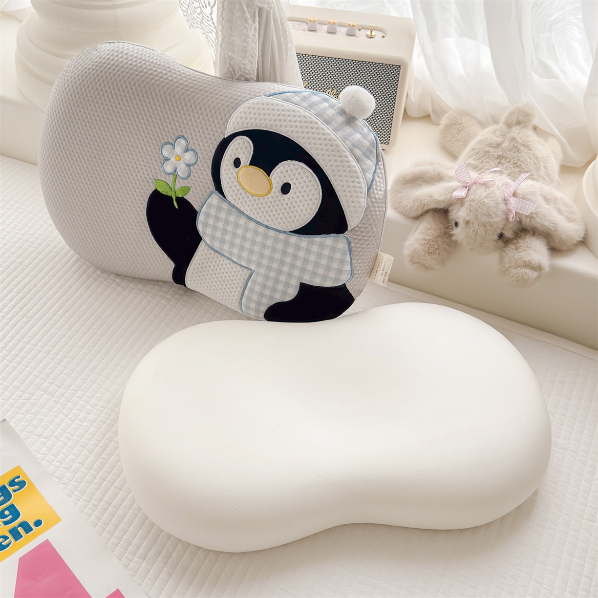 91家纺网 家纺一手货源 找家纺 麦肯锡 2026新款小企鹅卡通记忆枕枕头枕芯 小企鹅-灰色