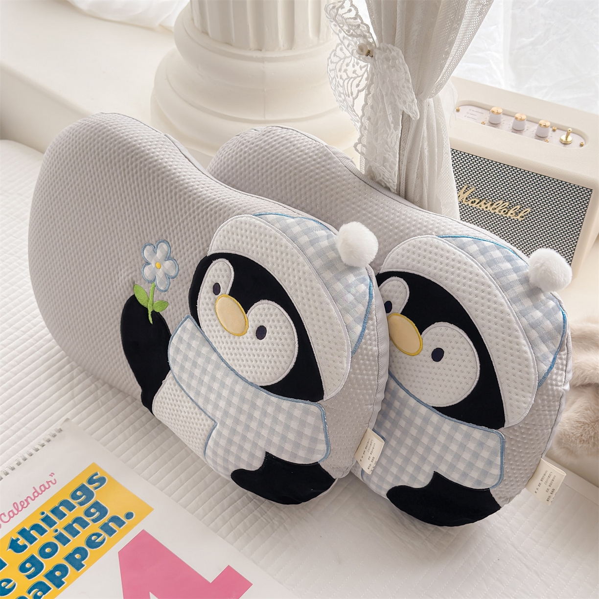 91家纺网 家纺一手货源 找家纺 麦肯锡 2026新款小企鹅卡通记忆枕枕头枕芯 小企鹅-灰色