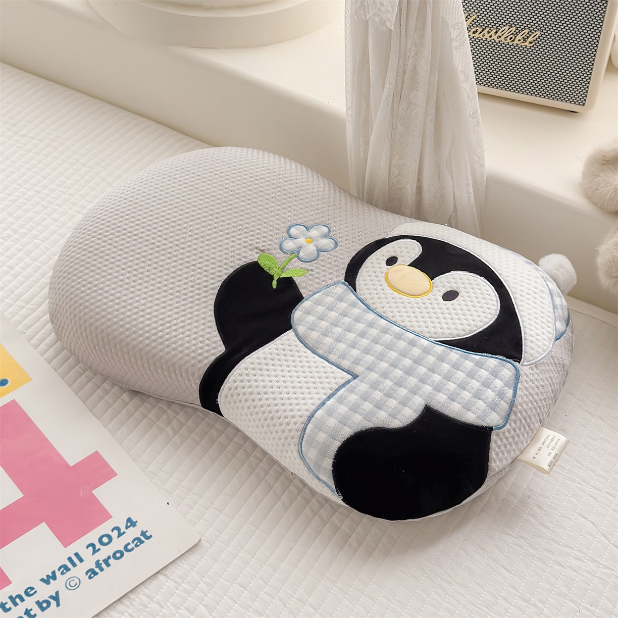 91家纺网 家纺一手货源 找家纺 麦肯锡 2026新款小企鹅卡通记忆枕枕头枕芯 小企鹅-灰色