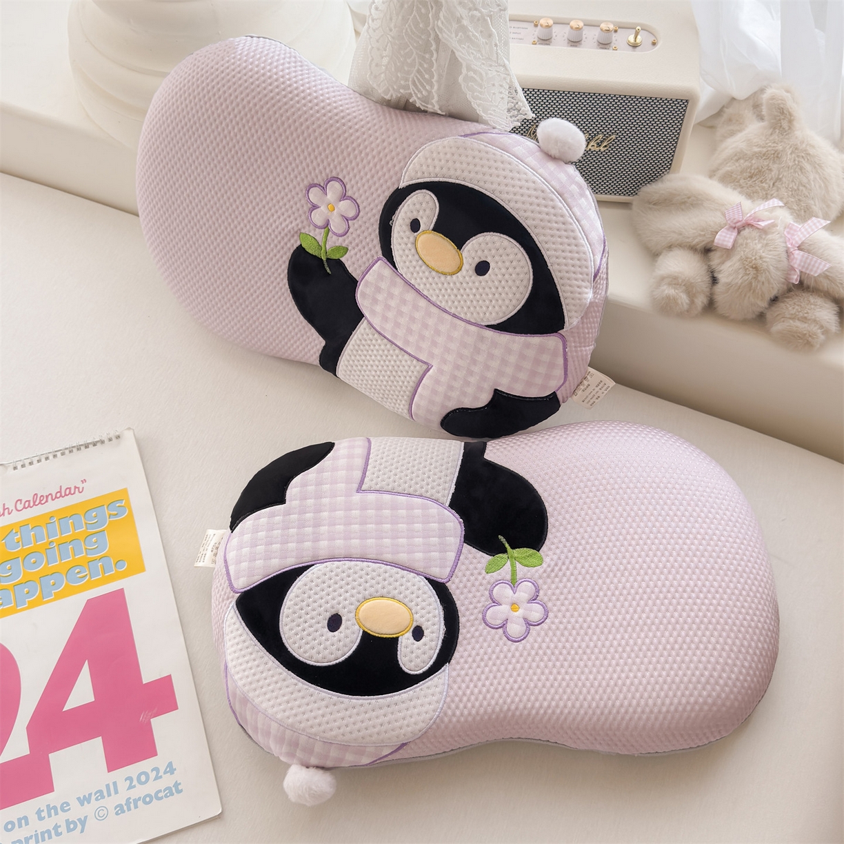 91家纺网 家纺一手货源 找家纺 麦肯锡 2026新款小企鹅卡通记忆枕枕头枕芯 小企鹅-紫色