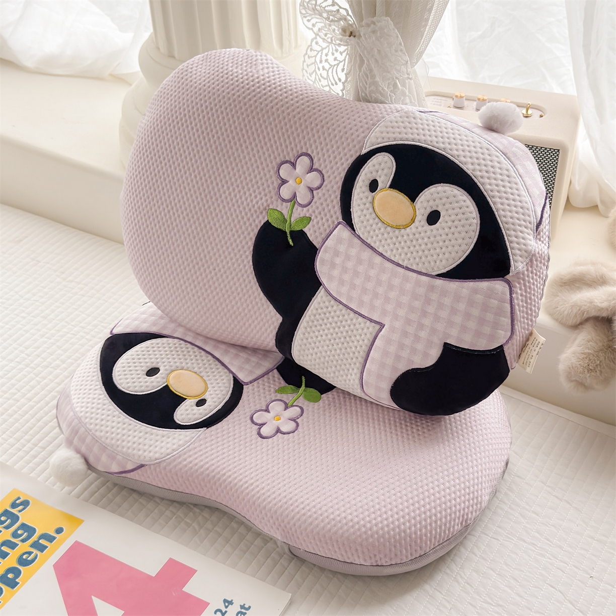 91家纺网 家纺一手货源 找家纺 麦肯锡 2026新款小企鹅卡通记忆枕枕头枕芯 小企鹅-紫色