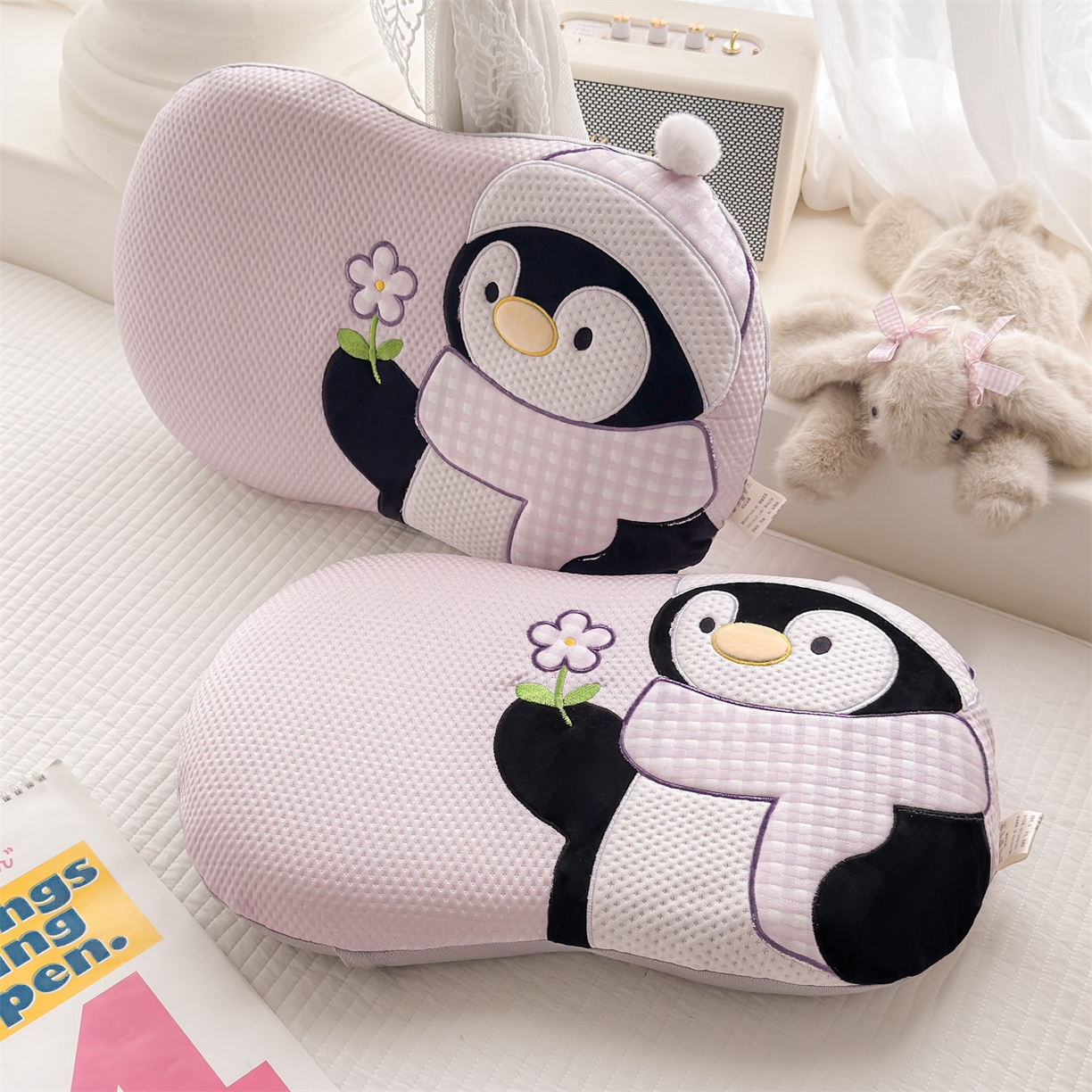 91家纺网 家纺一手货源 找家纺 麦肯锡 2026新款小企鹅卡通记忆枕枕头枕芯 小企鹅-紫色
