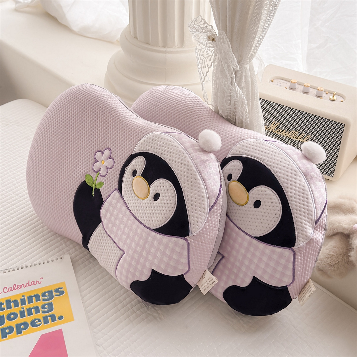 91家纺网 家纺一手货源 找家纺 麦肯锡 2026新款小企鹅卡通记忆枕枕头枕芯 小企鹅-紫色