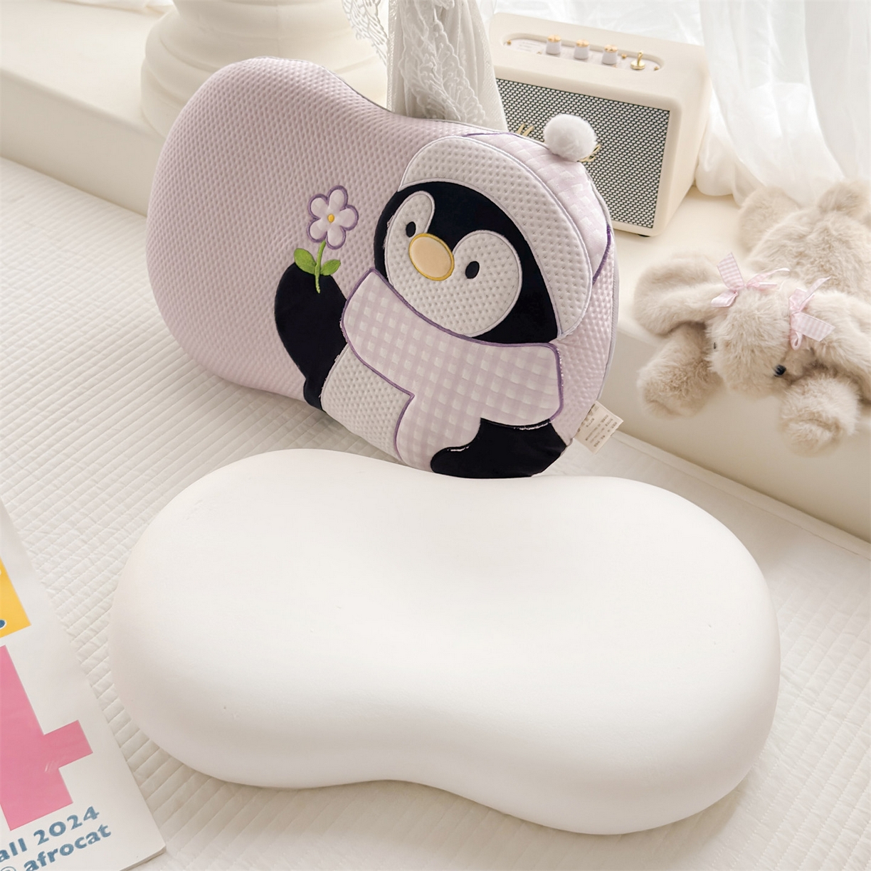 91家纺网 家纺一手货源 找家纺 麦肯锡 2026新款小企鹅卡通记忆枕枕头枕芯 小企鹅-紫色