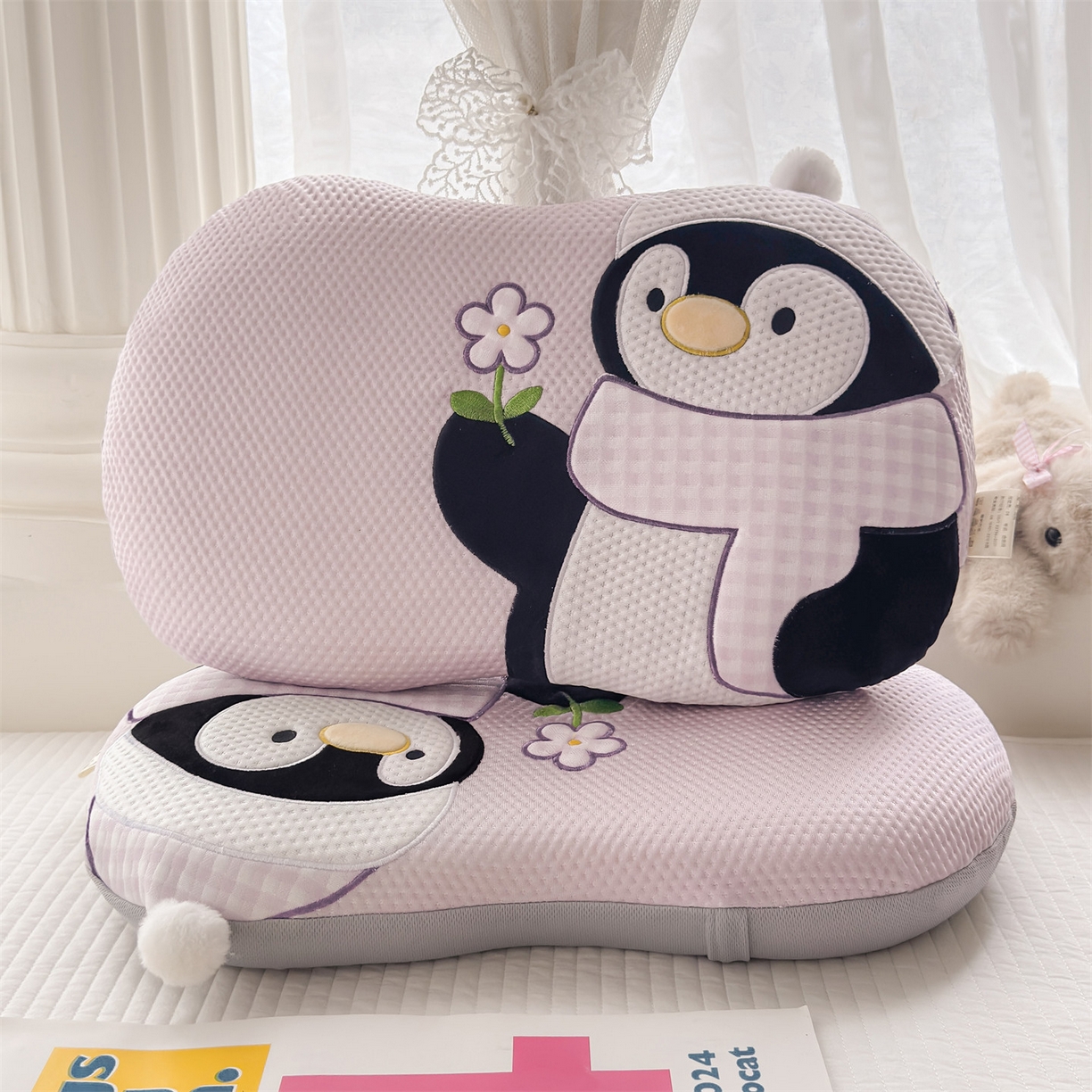 91家纺网 家纺一手货源 找家纺 麦肯锡 2026新款小企鹅卡通记忆枕枕头枕芯 小企鹅-紫色