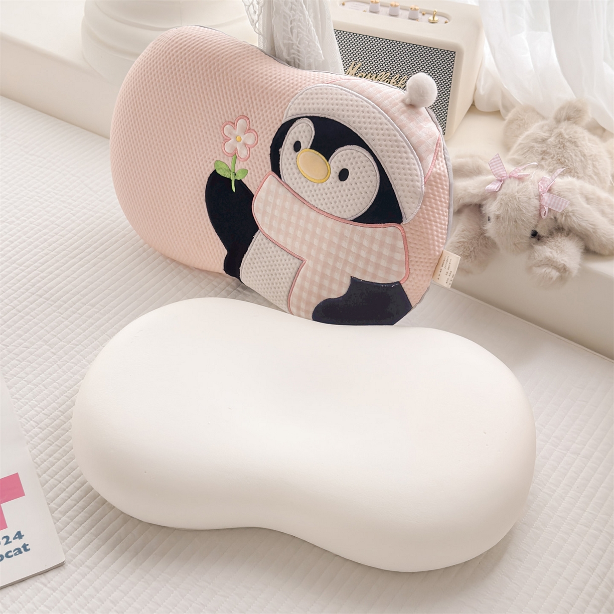 91家纺网 家纺一手货源 找家纺 麦肯锡 2026新款小企鹅卡通记忆枕枕头枕芯 小企鹅-粉色