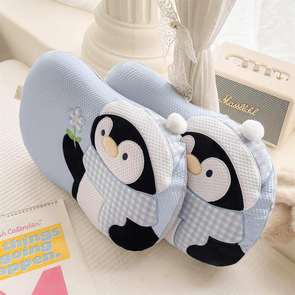 91家纺网 家纺一手货源 找家纺 麦肯锡 2026新款小企鹅卡通记忆枕枕头枕芯 小企鹅-蓝色