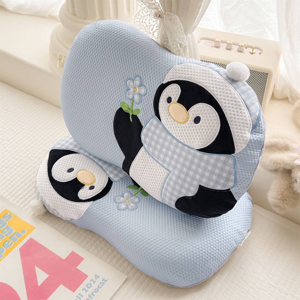 91家纺网 家纺一手货源 找家纺 麦肯锡 2026新款小企鹅卡通记忆枕枕头枕芯 小企鹅-蓝色