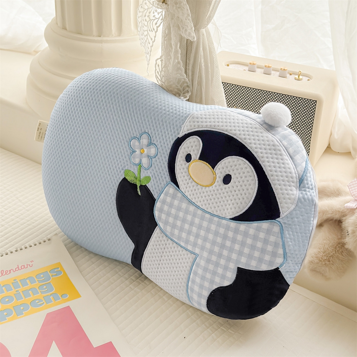 91家纺网 家纺一手货源 找家纺 麦肯锡 2026新款小企鹅卡通记忆枕枕头枕芯 小企鹅-蓝色