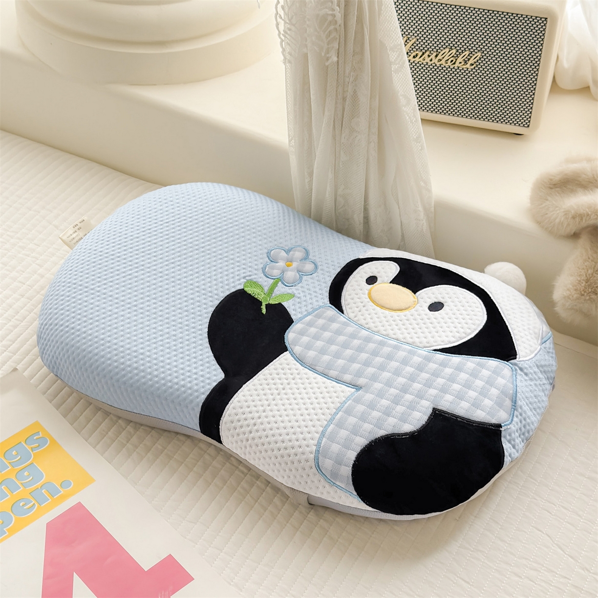 91家纺网 家纺一手货源 找家纺 麦肯锡 2026新款小企鹅卡通记忆枕枕头枕芯 小企鹅-蓝色