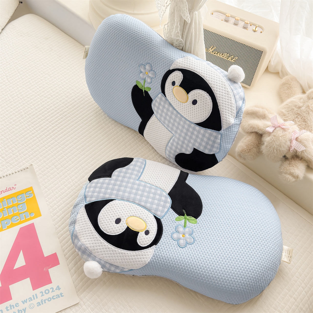 91家纺网 家纺一手货源 找家纺 麦肯锡 2026新款小企鹅卡通记忆枕枕头枕芯 小企鹅-蓝色
