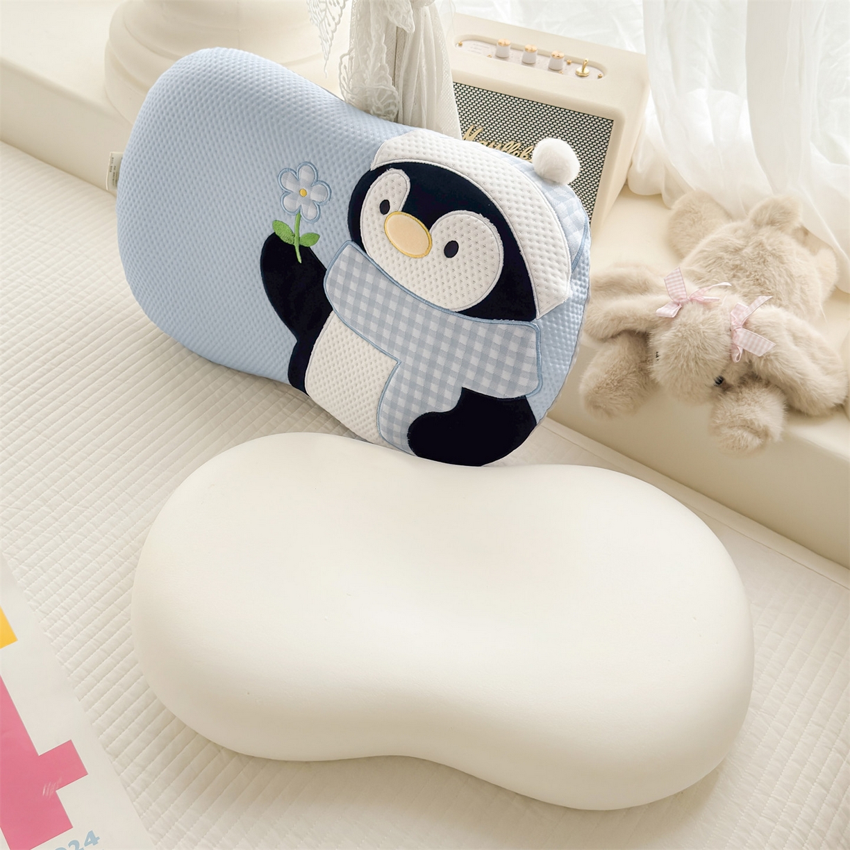 91家纺网 家纺一手货源 找家纺 麦肯锡 2026新款小企鹅卡通记忆枕枕头枕芯 小企鹅-蓝色