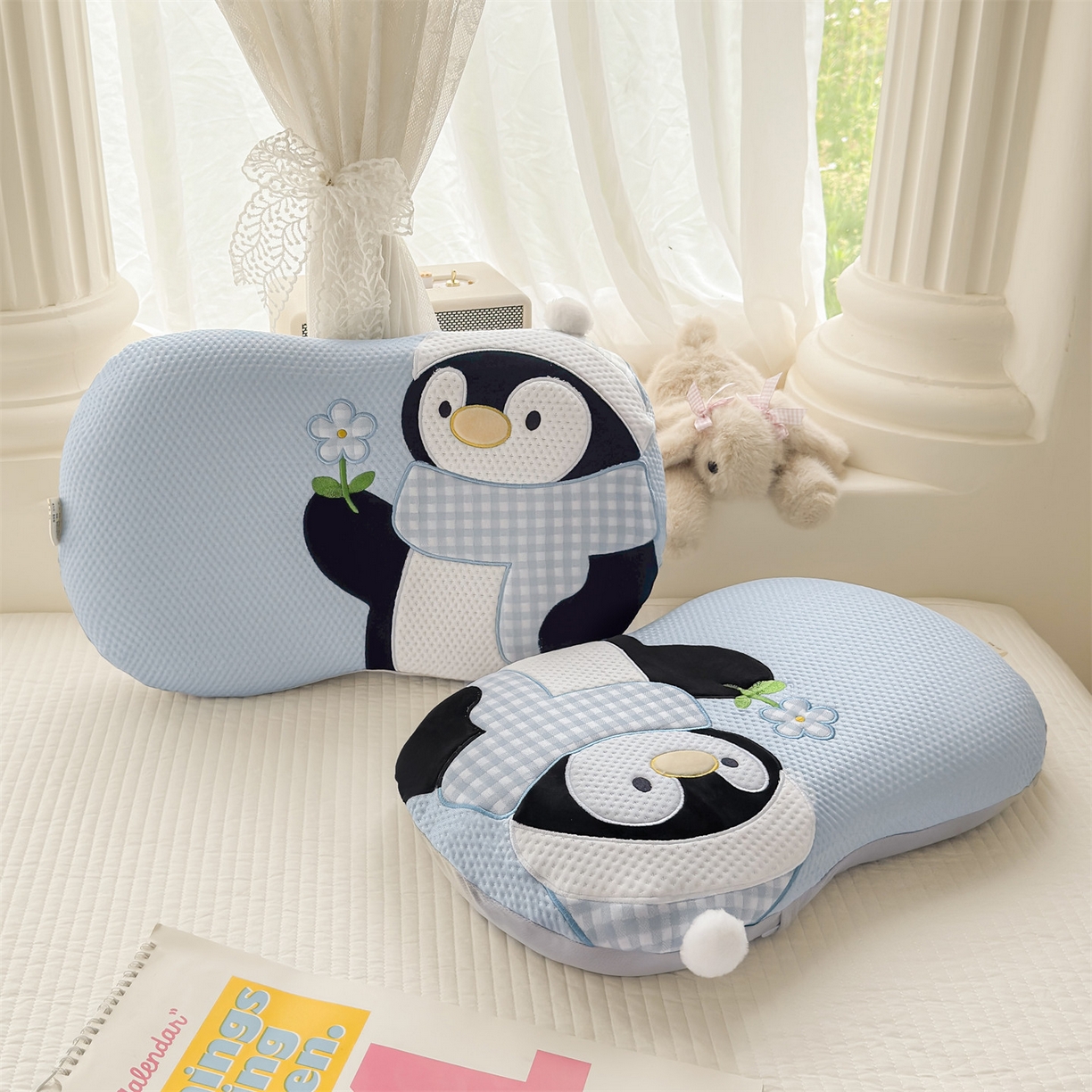 91家纺网 家纺一手货源 找家纺 麦肯锡 2026新款小企鹅卡通记忆枕枕头枕芯 小企鹅-蓝色