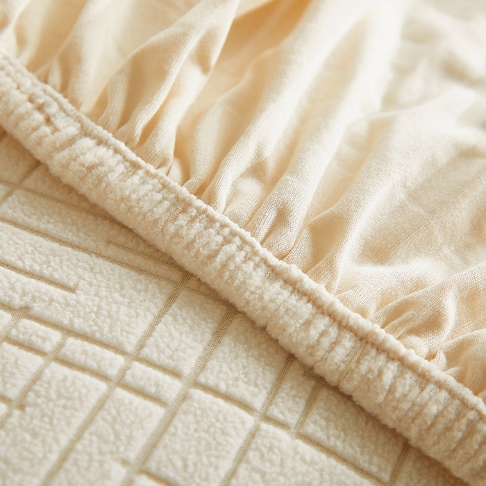 91家纺网 家纺一手货源 找家纺 飞翔家纺沙发套 2026新款素格纹沙发套 米白色